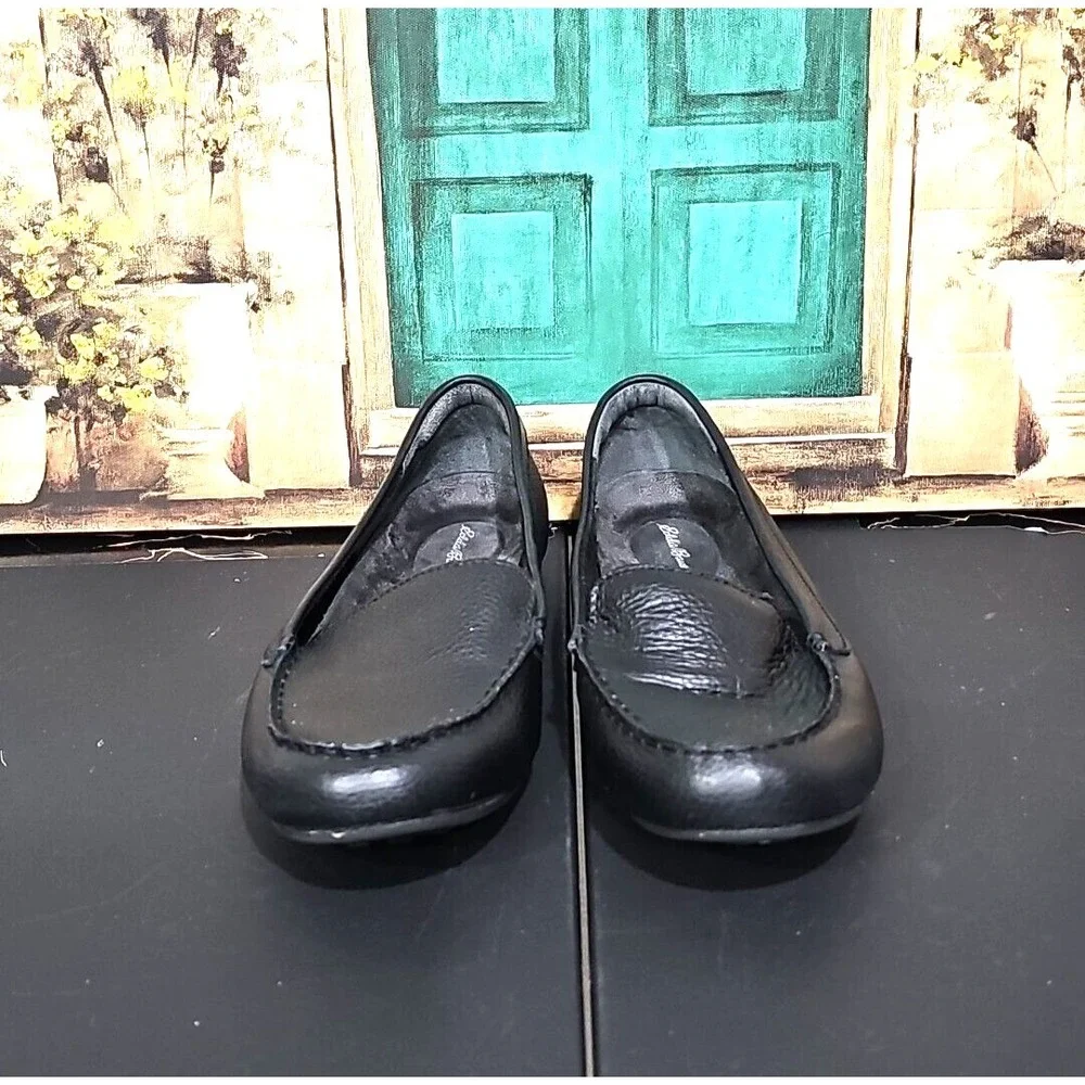 Womens Eddie‎ Bauer Shoes 8.5 Black Leather Loafers Ellensburg